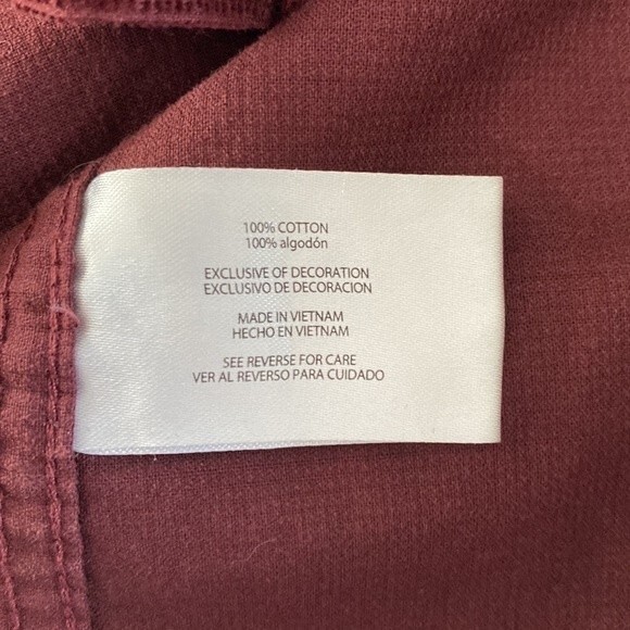 Eddie Bauer Maroon Cross Cut Corduroy Cotton Button Up Shirt Front Flap Pocket - Picture 10 of 16